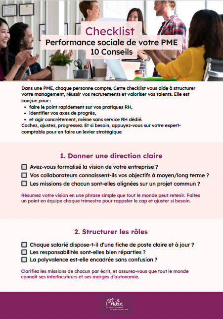 Checklist Performance sociale de votre PME10 Conseils.